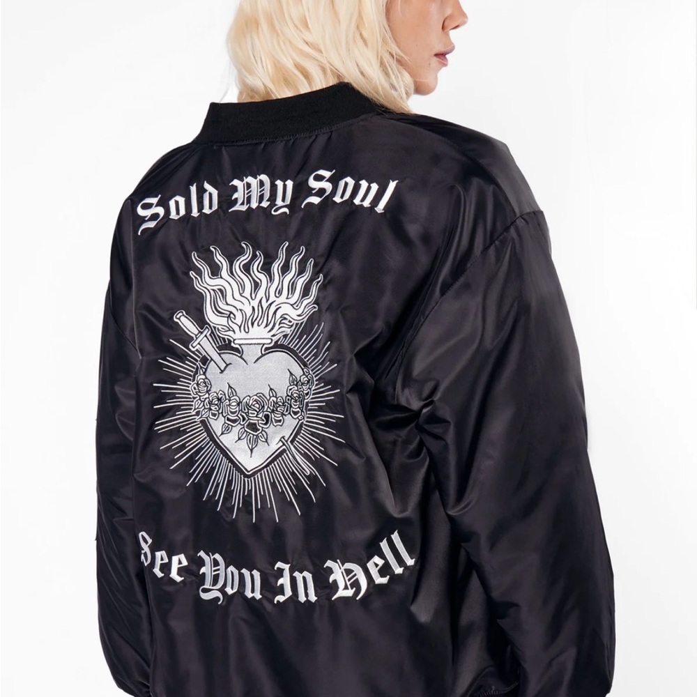 Black Graphic Bomber Jacket - Picture 1 of 10